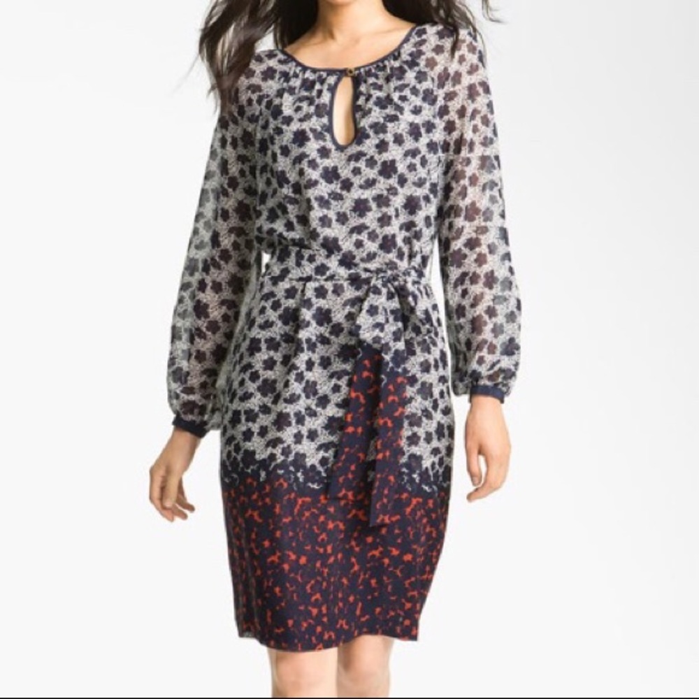 Tory Burch Lisa Silk Floral Keyhole Dress Size 6